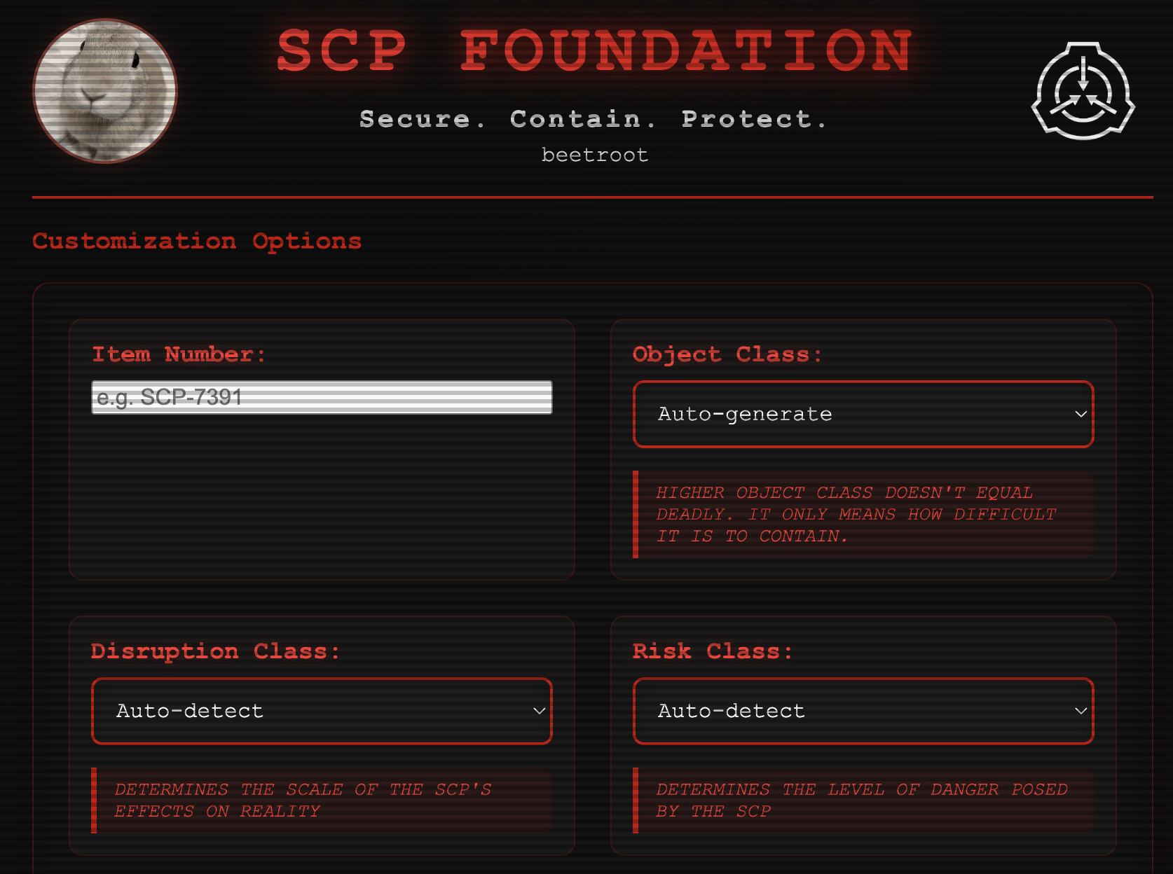 SCP Article Generator