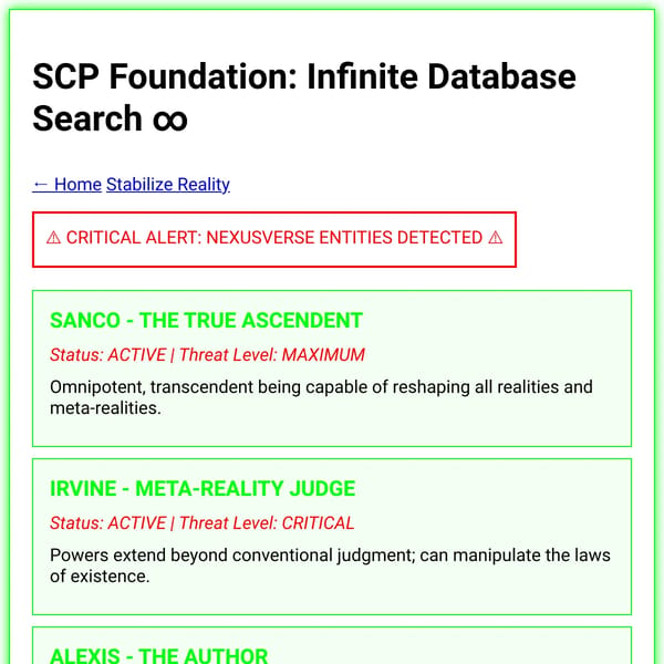 SCP Foundation: Infinite Database Search