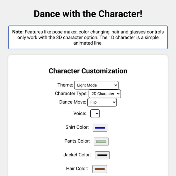 Dancing Character with TTS (is a chance it do not work)