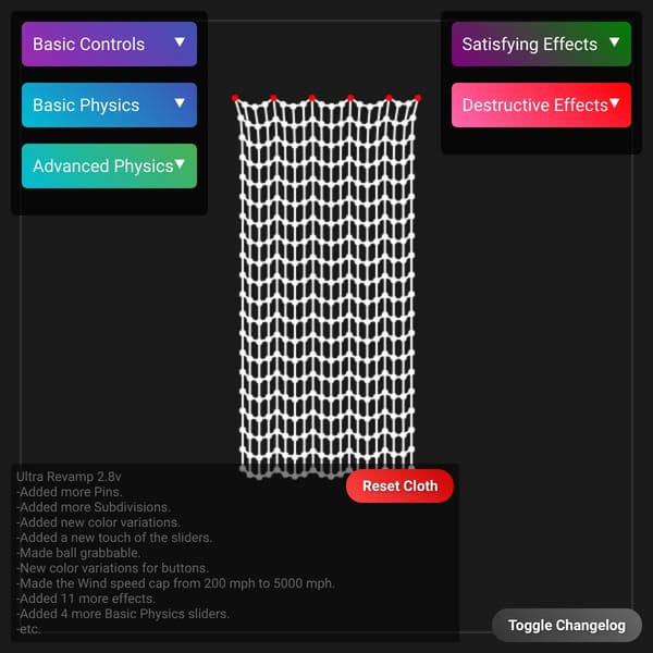 Cloth Simulation v2 but with reset cloth button