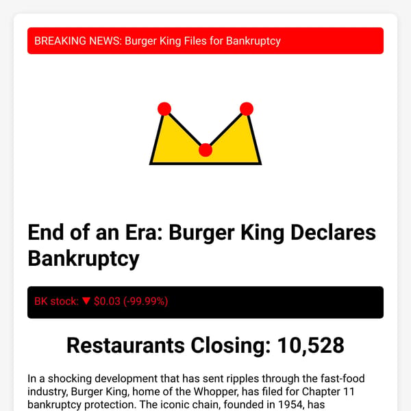 Burger King Bankruptcy News Simulator
