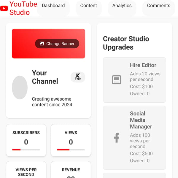 YouTuber Idle Simulator