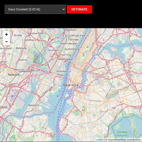 NukeMap Interactive Nuclear Detonation Simulator