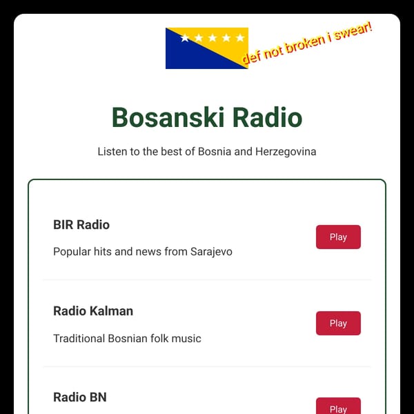 very broken Bosnian Radio