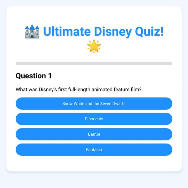 🏰 Ultimate Disney Quiz! 🌟
