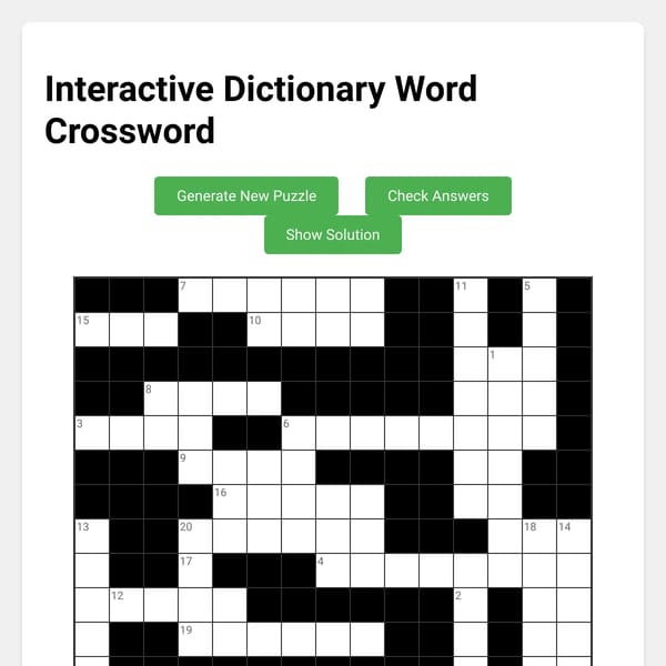 Dictionary Word Crossword Challenge