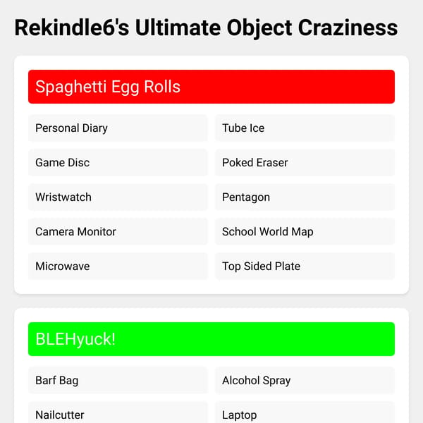 Rekindle6's Ultimate Object Craziness