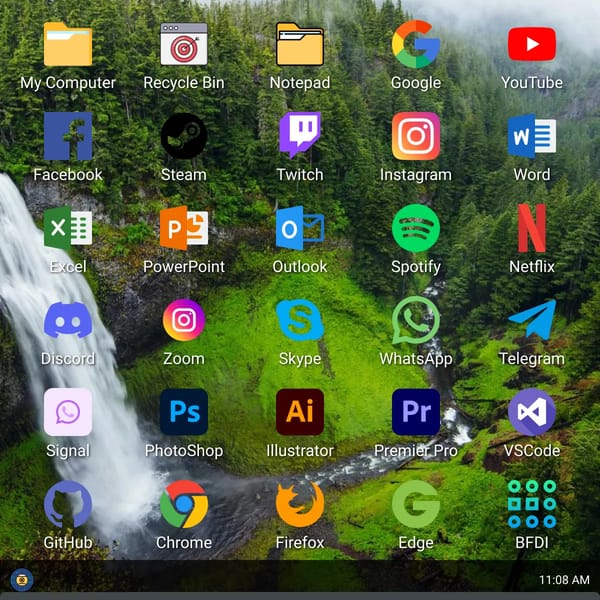 Windows PC Simulator with Various Apps