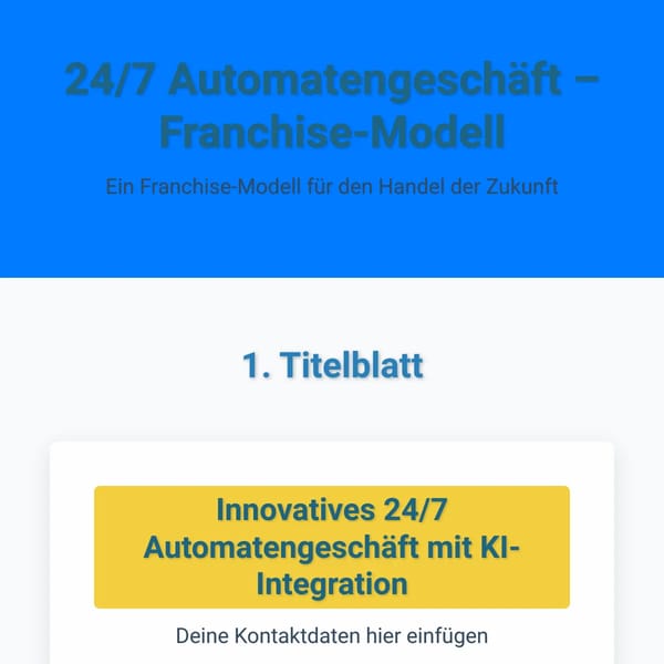 Geschäftsmodell für AI-unterstützte Verkaufsautomaten