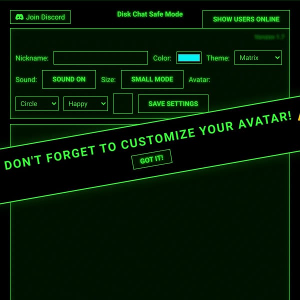 Disk Chat Safe Mode