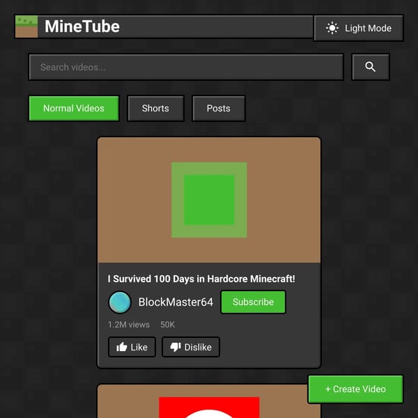 MineTube - Minecraft Video Platform