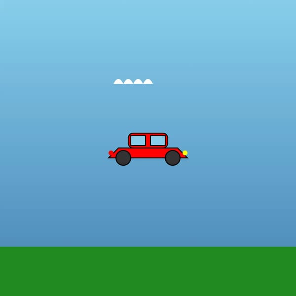Animated Car on a Scenic Background