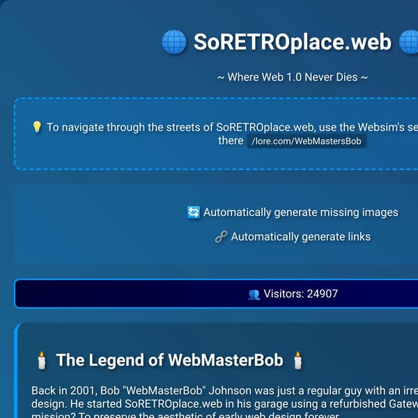 SoRETROplace.web - A WebMasterBob Creation