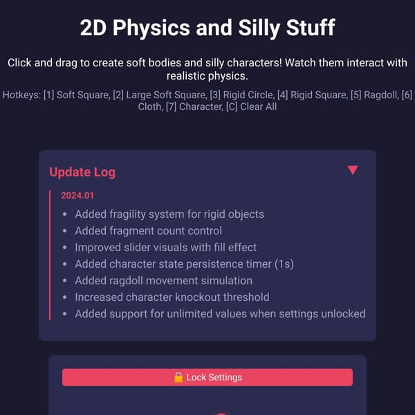 2D Physics and Silly Stuff