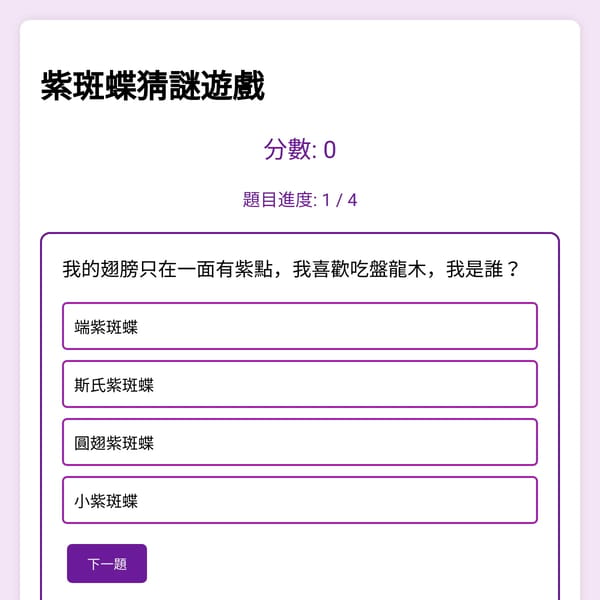 紫斑蝶種類猜謎遊戲