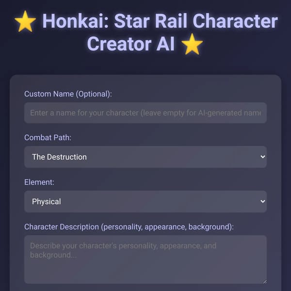 AI Honkai: Star Rail Character Creator