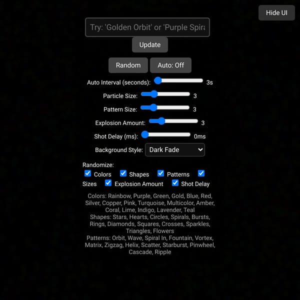 Infinite Fireworks Generator
