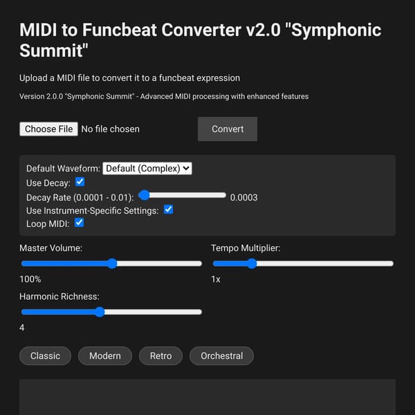MIDI to Funcbeat Converter v2.0 "Symphonic Summit"