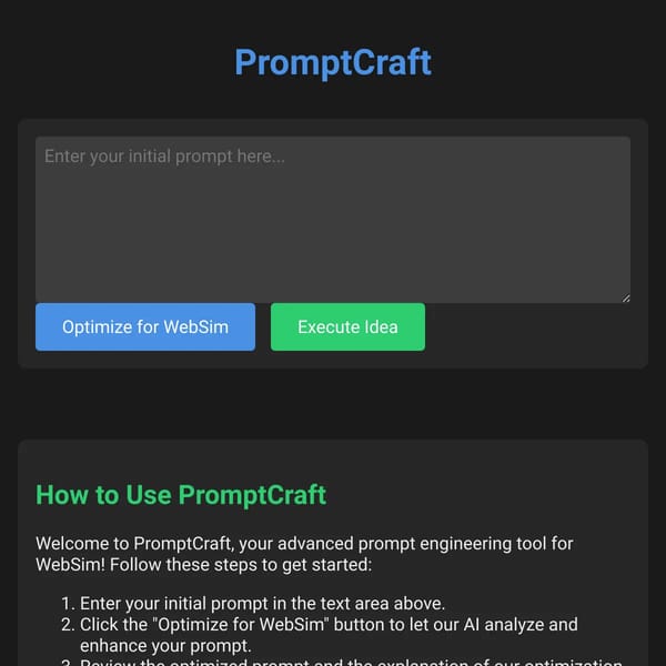 PromptCraft - Advanced Prompt Engineering Tool for WebSim
