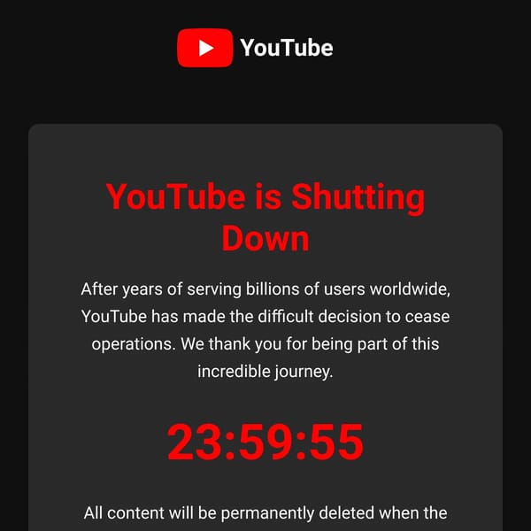 YouTube Shutdown Announcement