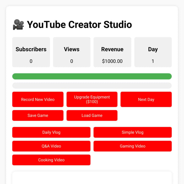 YouTube Content Creator Simulator