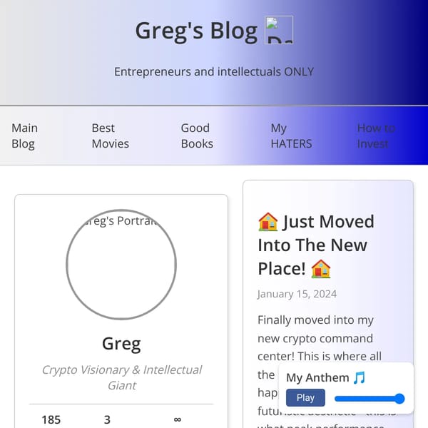 🌙 Greg's Fantastic Blog 🚀