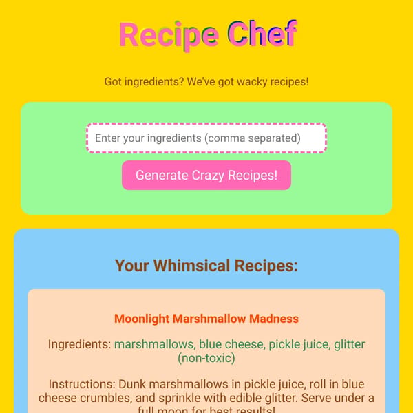 Recipe Chef - Wacky Culinary Adventures!