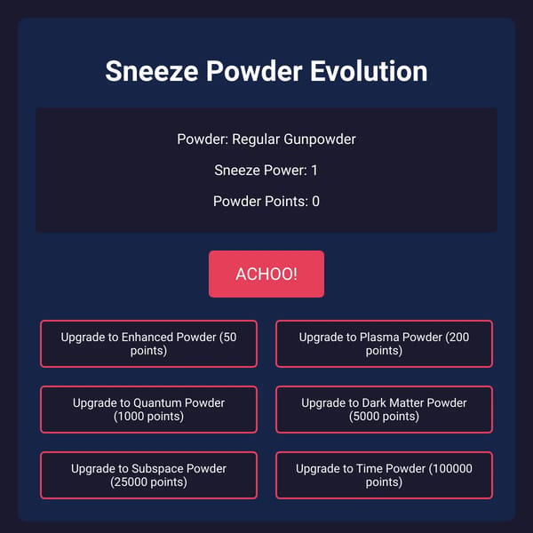Sneeze Powder Evolution