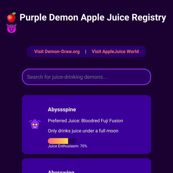 Purple Demon Apple Juice Search