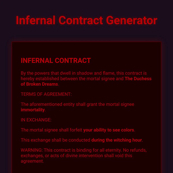 Faustian Bargain Generator