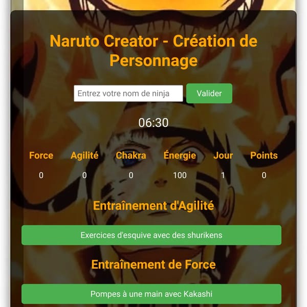 Naruto Creator - Création de Personnage pas encore terminé