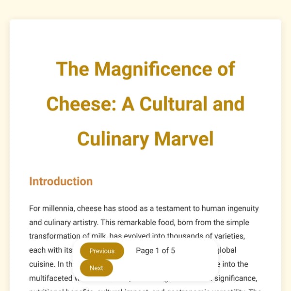 The Magnificence of Cheese: A Five-Page Exploration