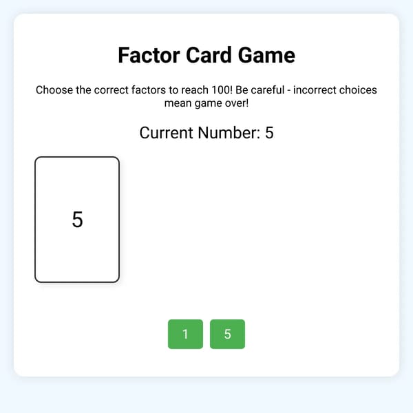 Factor card game