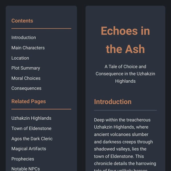 Chronicles of Eldenstone - The Echoes in the Ash Wiki