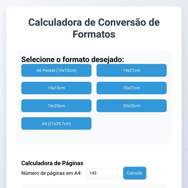 Calculadora de Conversão de Formatos de Papel