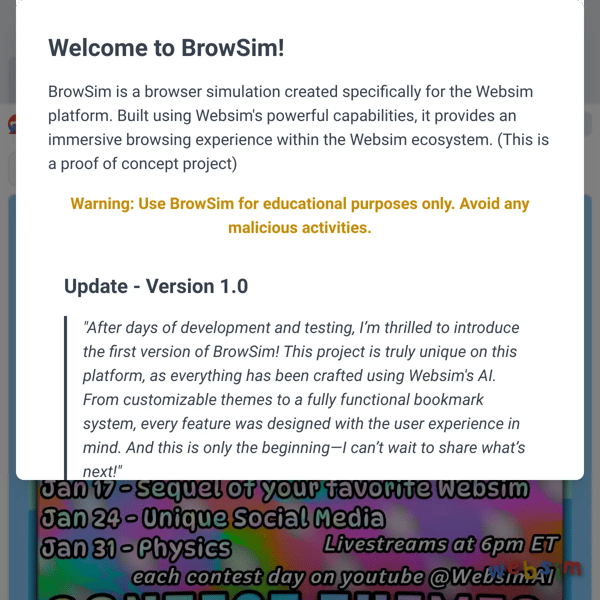 BrowSim - Browser made in Websim