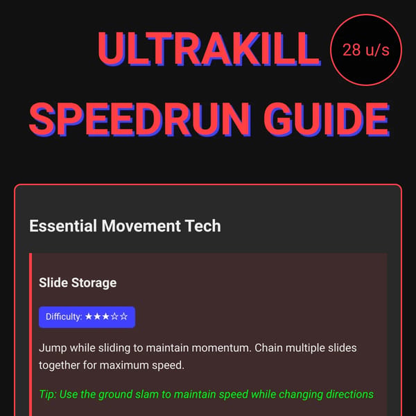 ULTRAKILL Speedrunning Guide Hub
