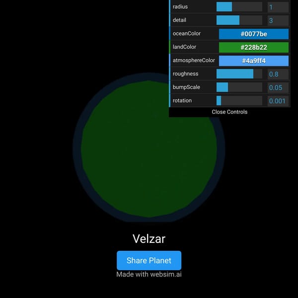 Websim Planet Creator