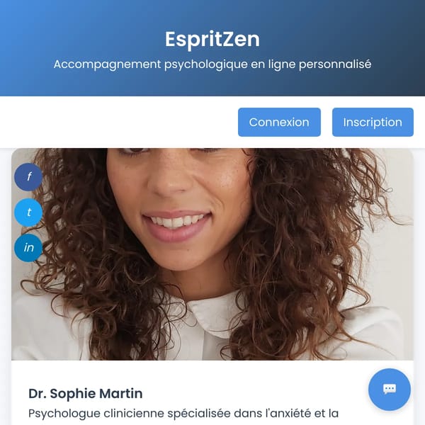 EspritZen - Accompagnement Psychologique en Ligne
