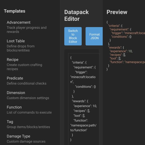 Minecraft datapack creator 