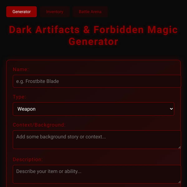 AI Weapon & Magic Generator