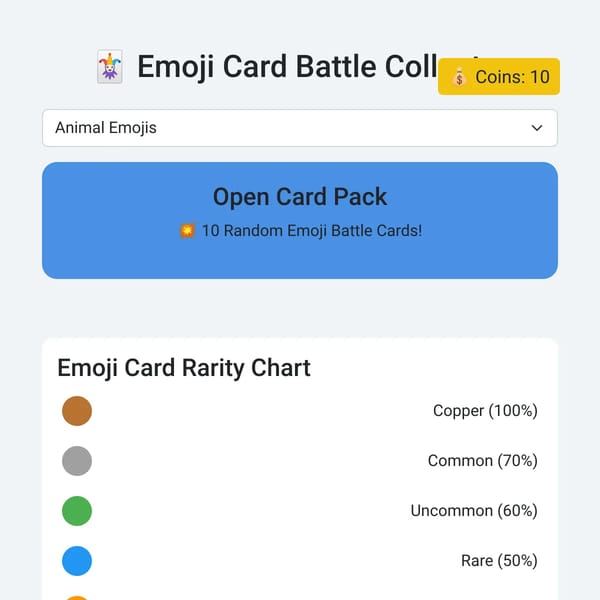 Emoji Card Collector Game