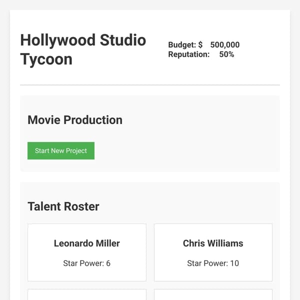 Hollywood Studio Tycoon