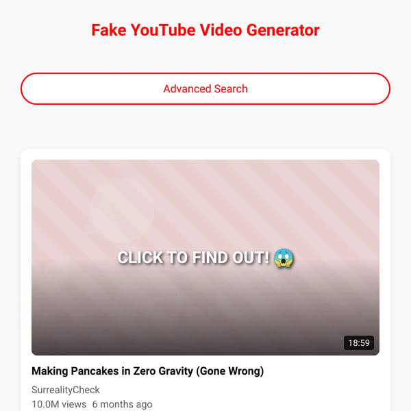 Fake YouTube Video Generator