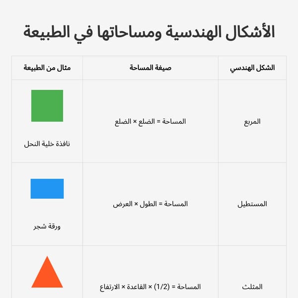 الأشكال الهندسية والمساحات