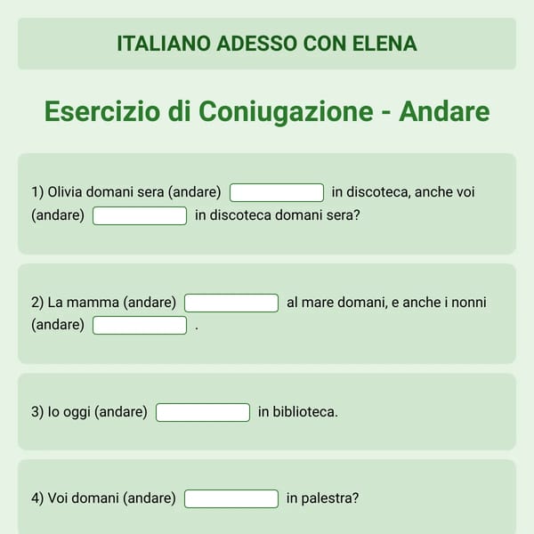 Esercizio di Coniugazione - Andare