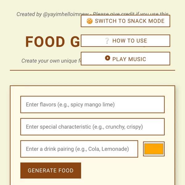 Food Generator | Make Your Own 