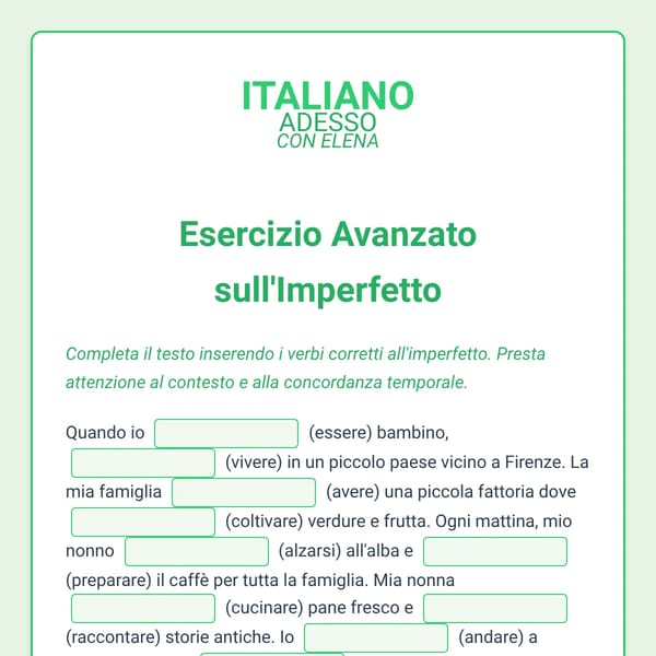 Esercizio di Imperfetto