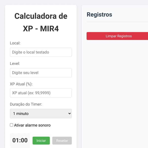 Calculadora de XP - MIR4