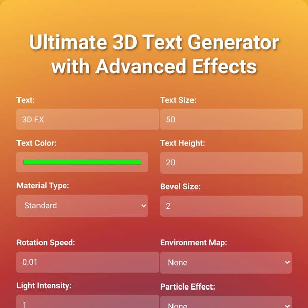 Advanced 3D Text Generator with Enhanced Effects